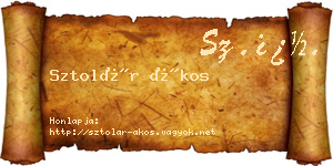 Sztolár Ákos névjegykártya